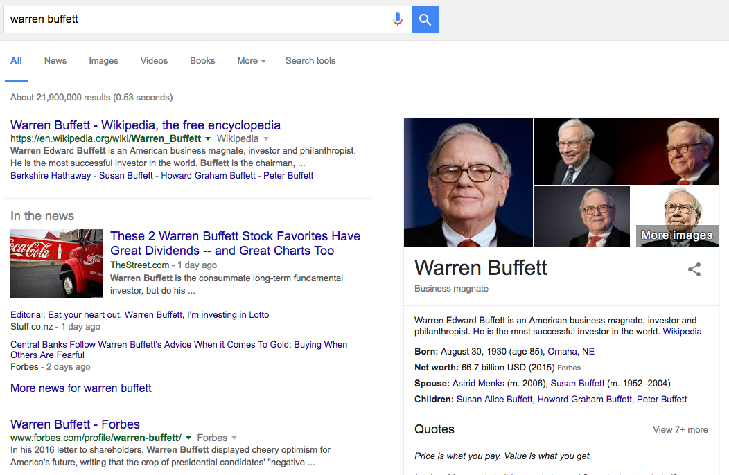 Google Knowledge Graph Sidebar