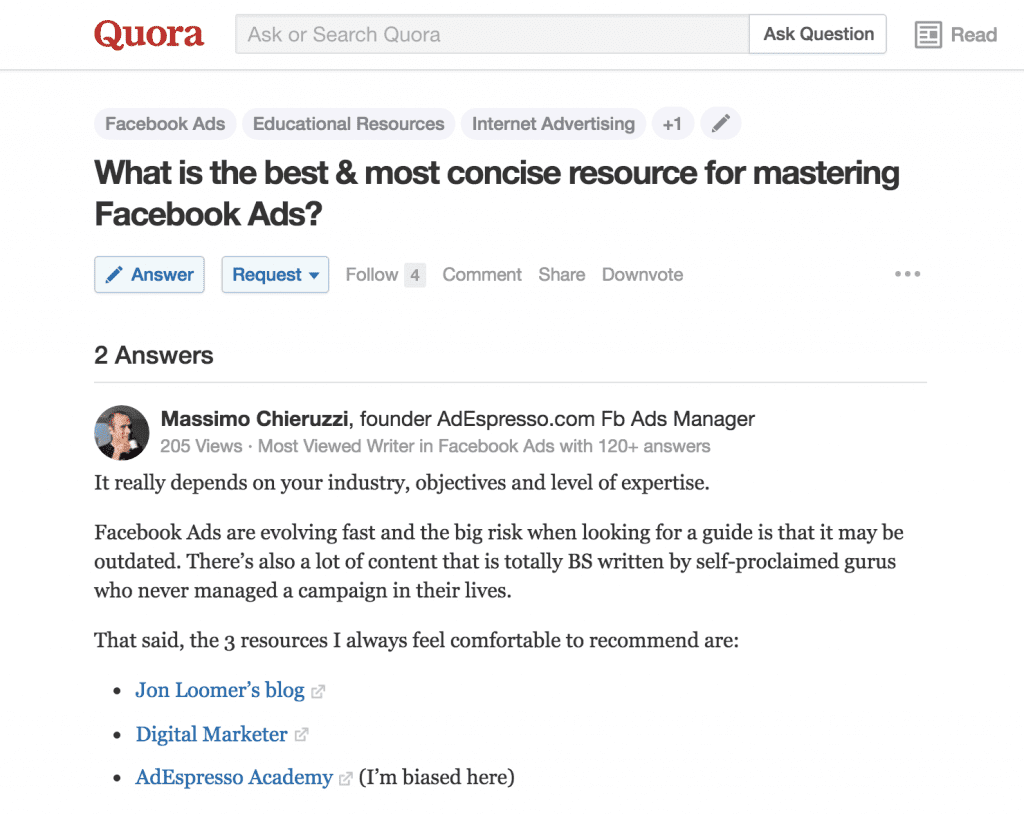 Quora Facebook Ads