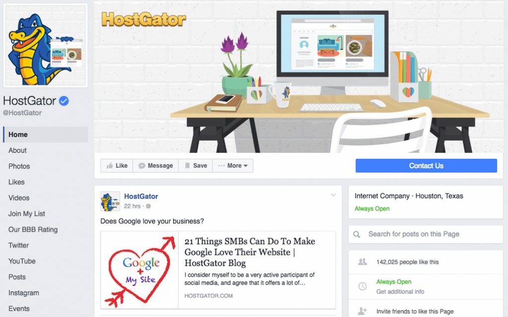 HostGator Facebook