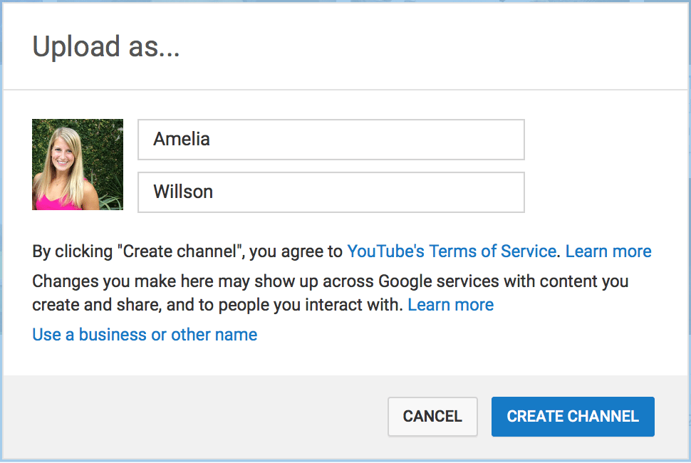 YouTube Create Channel