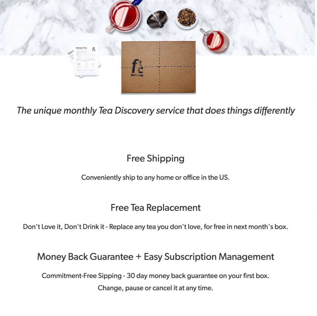Tea subscription box
