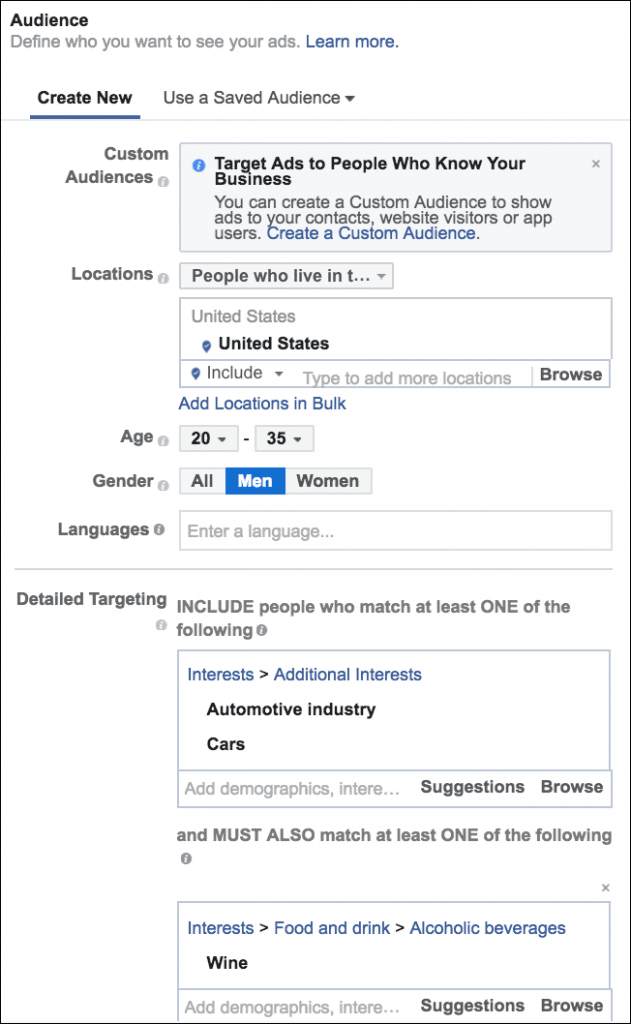 Facebook ad targeting