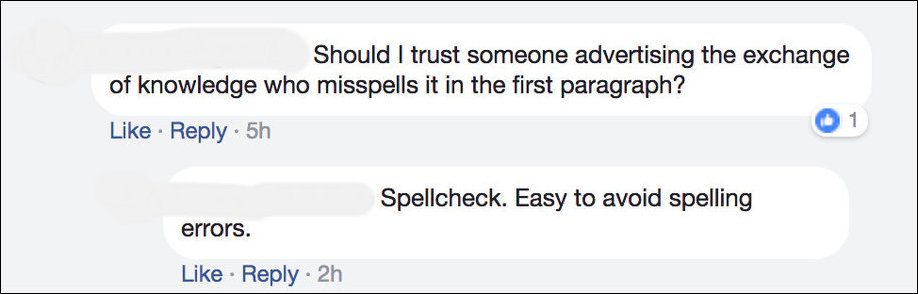 customers responding poorly to Facebook ad in the comments