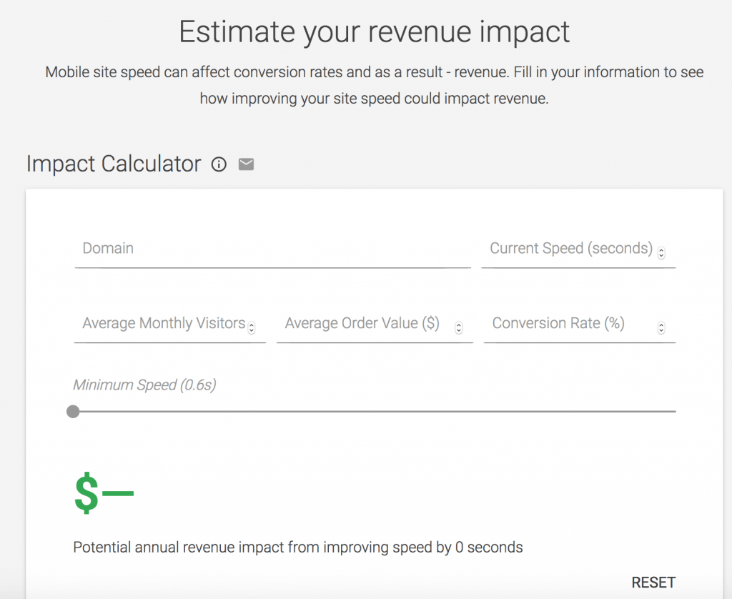 Google Page Speed Revenue Impact Calculator