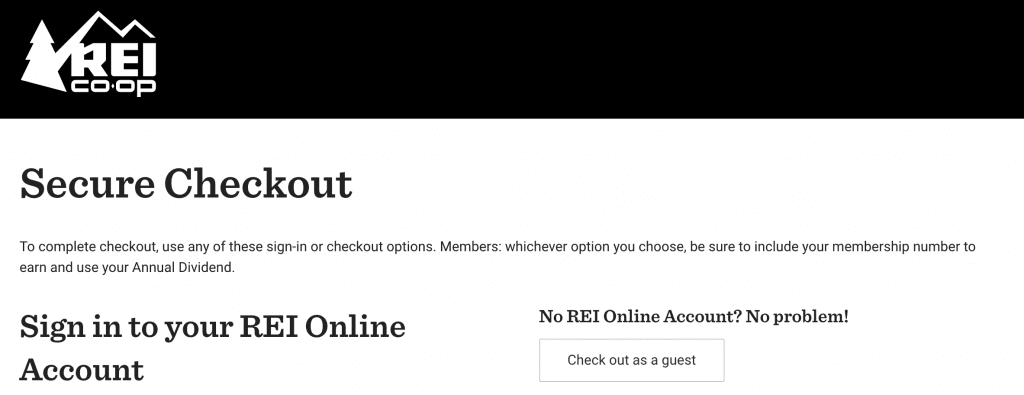 rei guest checkout option