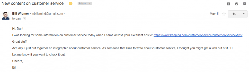 blogger outreach example