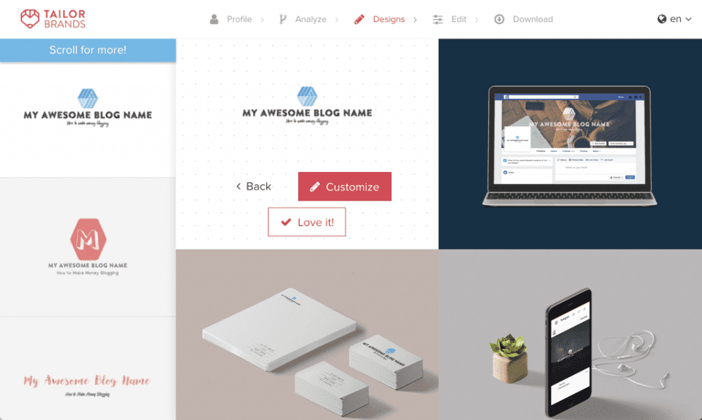 tailor brands online design tool for bloggers
