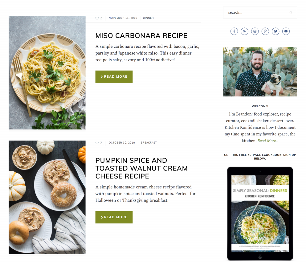 example of website blog design with CTA buttons