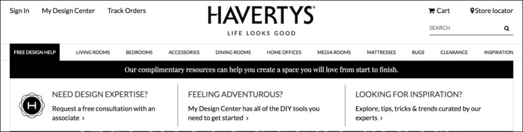 example of website navigation header design