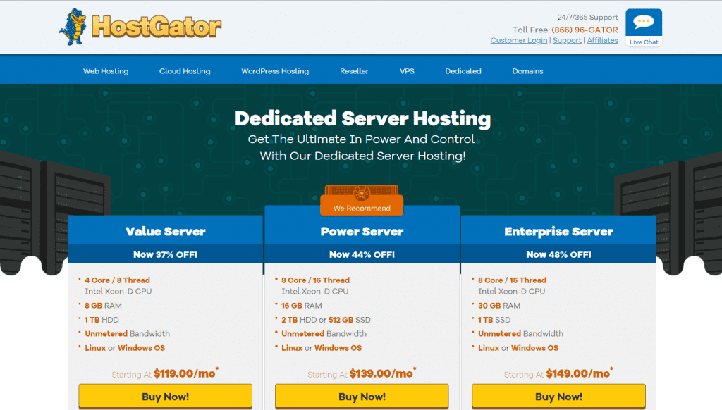hostgator dedicated server hosting