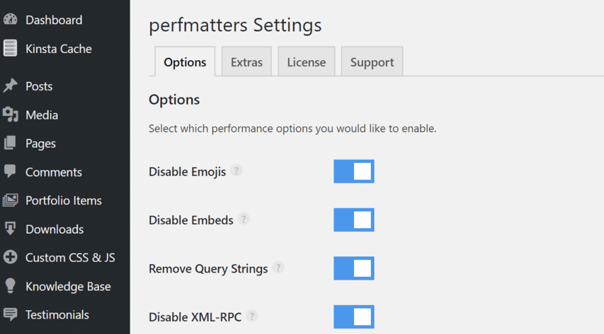 perfmatters wordpress plugin to reduce http requests