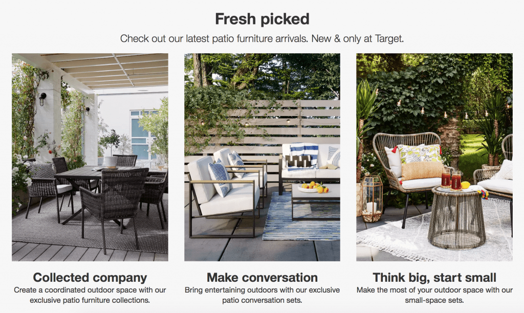 product categories by product collection on target