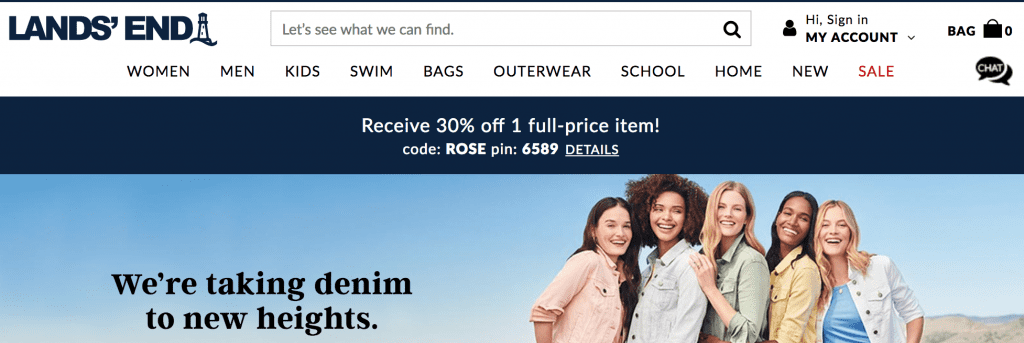 product categories on lands end