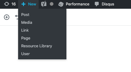 click plus sign to add new post in wordpress