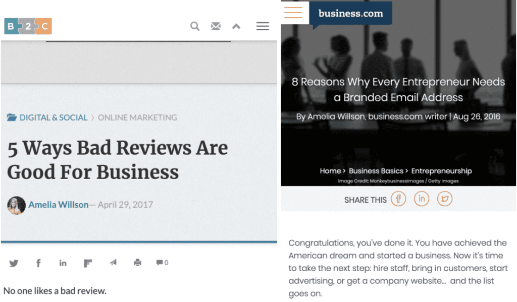 business articles for freelance writing portfolio
